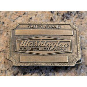 Vintage Brass Washington Construction Co. Safety Award Belt Buckle